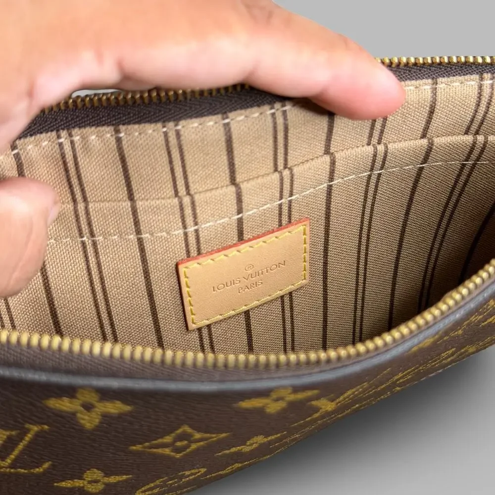 Louis Vuitton Monogram Neverfull Pouch With Wristlet Strap